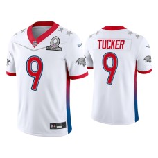 Men's Baltimore Ravens #9 Justin Tucker 2022 AFC Pro Bowl White Game Jersey