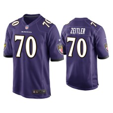 Men's Baltimore Ravens #70 Kevin Zeitler Purple Game Jersey