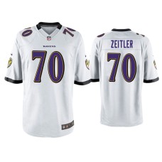 Men's Baltimore Ravens #70 Kevin Zeitler White Game Jersey