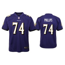 Youth Baltimore Ravens #74 Tyre Phillips Purple Game Jersey