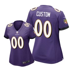 Women's Baltimore Ravens #00 Purple Custom Nike Game Jersey