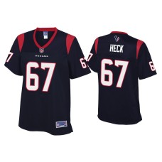 Women's Houston Texans #67 Charlie Heck Navy Pro Line Jersey