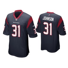 Men's Houston Texans #31 David Johnson Navy Game Jersey