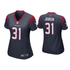 Women's Houston Texans #31 David Johnson Navy Game Jersey