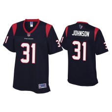 Women's Houston Texans #31 David Johnson Navy Pro Line Jersey