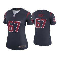 Women's Houston Texans #67 Color Rush Legend Charlie Heck Navy Jersey